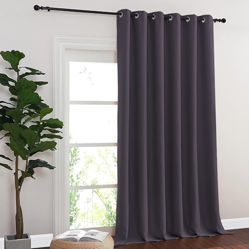 NICETOWN Greyish Purple Blackout Curtains for Bedroom 95 Inch Length - Thermal Insulated Room Darkening Privacy Grommet Window Drapes for Boys Room, Set of 1 Panel, 80 x 95 Inch