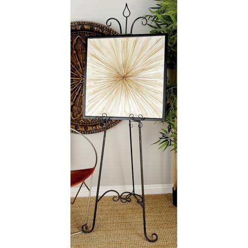 Deco 79 Metal Scroll Extra Large Free Standing Adjustable Display Stand Easel with Chain Support, 23