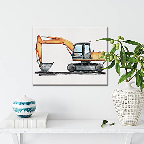 Construction Trucks Canvas Wall Art Watercolor Construction Vehicles Trucks Canvas Painting Prints For Home Boys Bedroom Nursery Wall Decor Framed Artwork Gifts(12X15 Inch) #TOP3