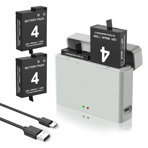 EGOWAY 2-Pack 1850mAh Osmo Action Battery + USB Charger