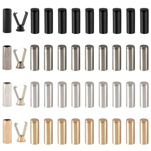 FortuneGlobe 40 unidades. Puntas de cordón de metal, 4 colores, puntas de cordón de metal, puntas de cordón para bricolaje para reemplazar los cordones de reparación