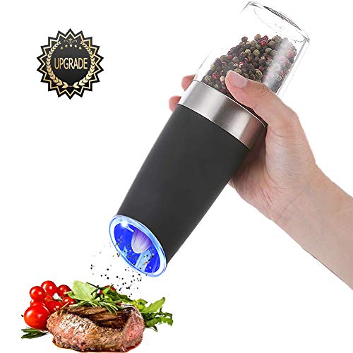 Gravity Electric Pepper Grinder, Salt or Pepper Mill & Adjustable Coarseness, Battery Powered