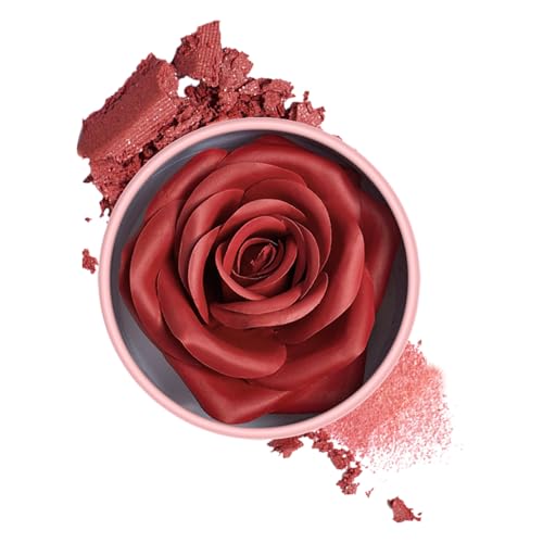 Rubor de rosa: colorete de pétalos naturales, color ligero y edificable, polvos para mejillas de larga duración | Colorete facial floral 3D, brillo de maquillaje y radiante, belleza para mujeres