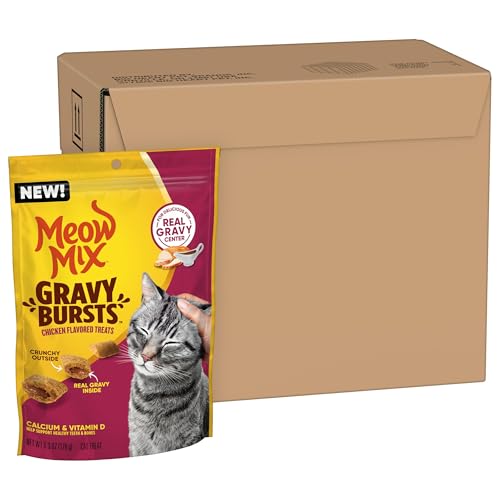 Image of Meow Mix Gravy Bursts Chicken Flavored Cat Treats, 6.3 Oz. Bag (Pack of 5)