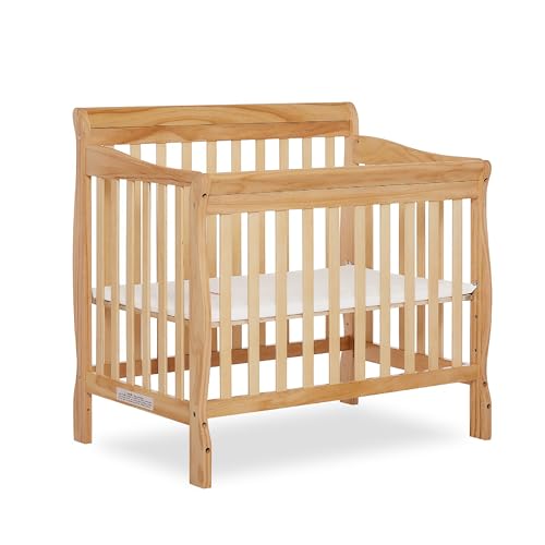 Image of Dream On Me Aden 4-in-1 Convertible Mini Baby Crib in Natural, GreenGuard Gold & JPMA, Sustainable Pinewood, Non-Toxic Finish, 3 Mattress Heights, Converts to Mini Day & Twin-Size Bed