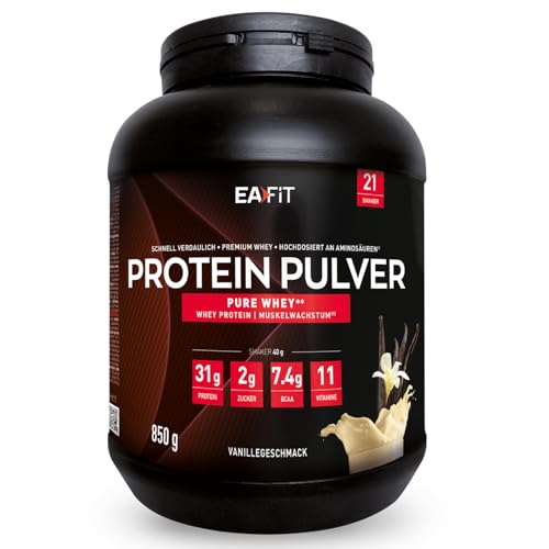 Protein Pulver Vanille 850g - Premium Eiweiss protein pulver für Muskelaufbau - Whey Protein Isolate - Protein Pulver mit Shaker Empfehlung - für Shaker Protein & Fitness - EAFIT Protein Pulver Vanille 850g - Premium Eiweiss protein pulver für Muskelaufbau - Whey Protein Isolate - Protein Pulver mit Shaker Empfehlung - für Shaker Protein & Fitness - EAFIT