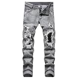 Men's Ripped Jeans Skinny Fit Distressed Frayed Denim...