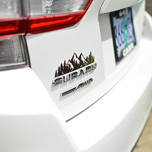 7 Inch Snow Mountain Tree Stickers For Car, Mountains Graphic Logo Decals, Premium Badge Decals For Car Trunk Tailgate Emblem, Car Decoration Accessories For Truck, Suv, Sedan (Black Mountain/1 Pcs) #TOP3