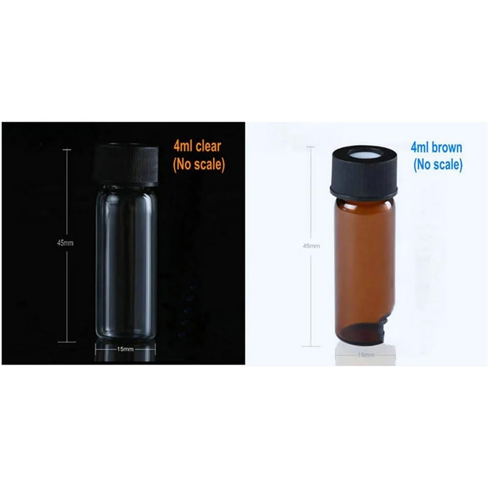 Attrezzature e forniture di laboratorio 100 pz/lotto 2 ml 4 Laboratorio Vetro Trasparente/Marrone Bottiglia di Campione con Tappi Aperti Set