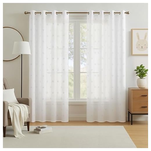 Cortina de Visillo con Estrellas para Habitación Infantil Cortina Moderna de Sala de Estar 2 Piezas 140 x 260 cm Blanco Estrellas Grandes