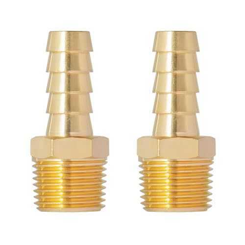 SUNGATOR Brass Hose Fitting, Adapter, 3/8" Barb x 3/8" NPT Male Pipe (2-Pack)