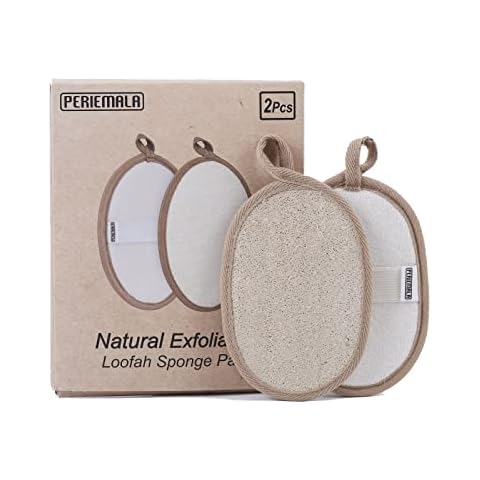 PERIEMALA (Pack of 2) Premium Loofah Sponge Exfoliating Body Scrubber, Bath Sponge, Natural Shower Women Men Shower Essential Skin Care Cover