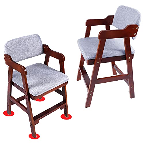 Mydio Wooden High Chair For Child Dining Adjustable Chair With Steps Study Chair With Cushion High Feeding Chair Steps Chair High For Your Kids (Brown) #TOP3