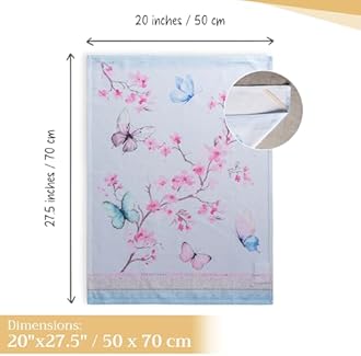 Maison d' Hermine Kitchen Towels Set of 3 100% Cotton 27.50" x 20" Reusable Cloth Tea Dish Towels Absorbent with Hanging Loop for Kitchen Valentines Day Decorations Spring/Summer (Blossoms in Spring)