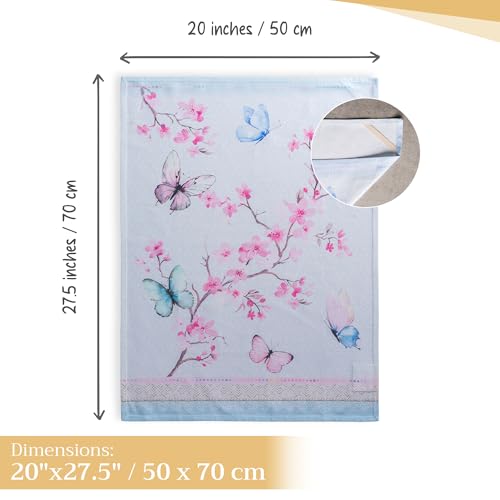 Maison d' Hermine Kitchen Towels Set of 3 100% Cotton 27.50" x 20" Reusable Cloth Tea Dish Towels Absorbent with Hanging Loop for Kitchen Valentines Day Decorations Spring/Summer (Blossoms in Spring)