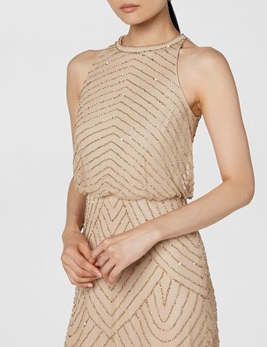 Image of Adrianna Papell Womens Halter Blouson Beaded Gown