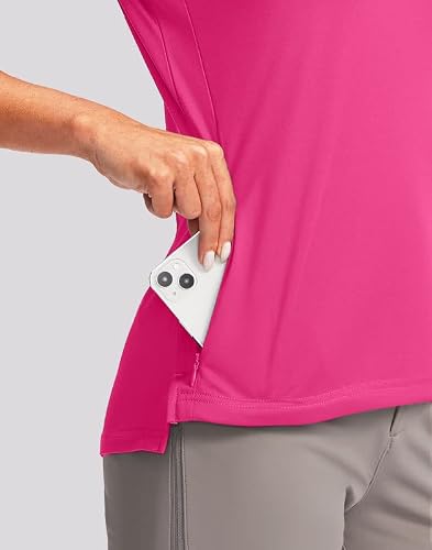 Obla Women's Golf Shirt Dry Fit V-Neck Short Sleeve Tennis Tops Upf50+ Collared Golf Polo Shirts For Women (Rose_M) #TOP2