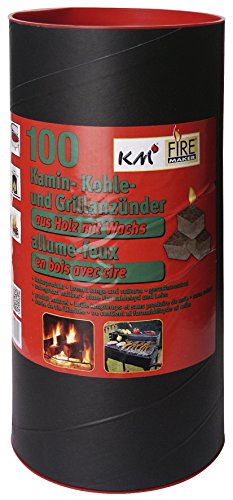 KM Firemaker Art. 250 Lot de 100 allume-feu en bois naturel avec cire