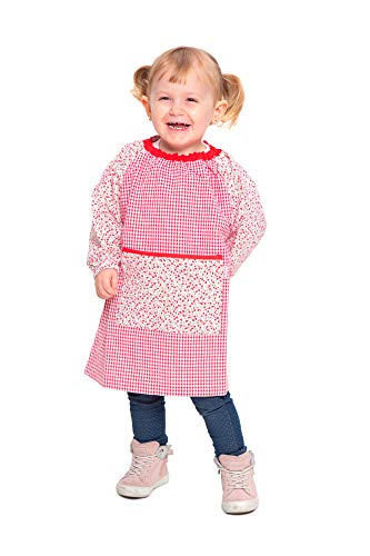 Ardeco's - Bata guardería sin botones flor roja niña (4)