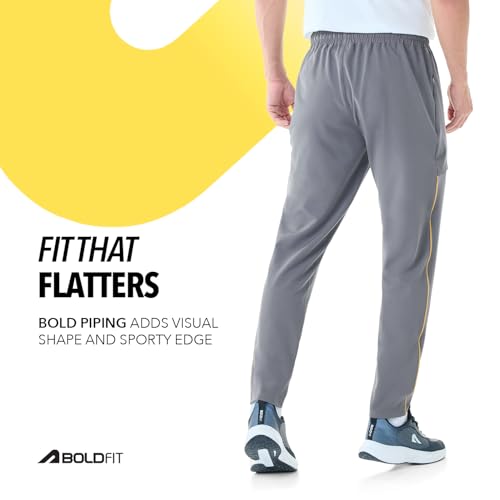 Image of Boldfit Mid Rise Track Pant for Men - Comfortable Gym Pants, Joggers, Sports Pants & Lower for Men with Moisture-Wicking Fabric, Adjustable Fit & Pockets for Daily & Workout Wear