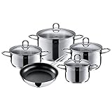 Silit Diamant Topfset Induktion 5-teilig, Kochtopf Set mit Glasdeckel, Edelstahl poliert, Induktion Töpfe Set unbeschichtet