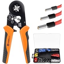 HARDELL+ Ferrule Crimping Tool, AWG 23-7 Wire Crimper with Self-adjustable Ratchet, Square Wire Ferrule Kit Suitable for Various DIY, Household