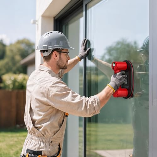 Avhrit Electric Suction Cups For Glass: 660LBS Tile Suction Cups Tool w/LCD Display,Auto Pumping,3600mAh Battery,Heavy Duty Vacuum Lifter for Lifting/Carrying/Installing Large Glass,Tile,Granite,Metal image 7