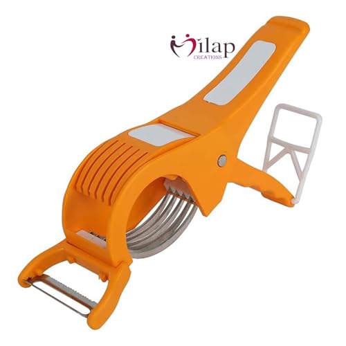 Image of Plastic Vegetable & Fruit Multi Cutter, Veg Cutter Sharp Stainless Steel 5 Blade, Chopper, Bhindi Cutter for Kitchen (Multicolor Pack 1)