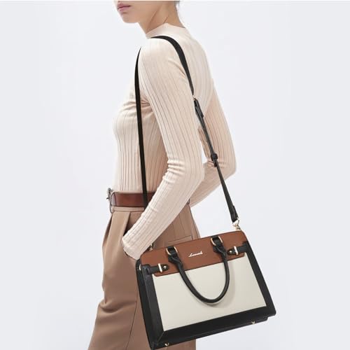 Image of LOVEVOOK Purses and Handbags for Women, Tote Shoulder Bag Satchel Black Purse and PU Leather Top Handle for ladies