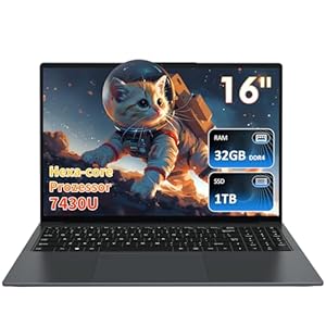 Pryloxen 16 Zoll Laptop,Hexa-core 7430U Prozessor(Bis zu 4.3GHz),32 GB DDR4 RAM 1TB SSD,16 Zoll Full HD Display with Kameraverschluss,USB Typ C,USBx3,HDMI,Micro SD Card Slot,Student Notebook
