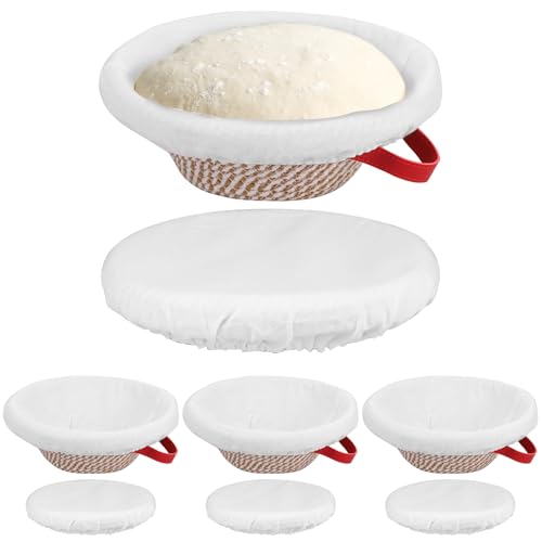 Banneton Bread Proofing Basket, 4Pack 9Inch Oval Sourdough Proofing Basket with Liners & Covers, Sourdough Bread Baking Supplies, Rattan Bread Bowls for Making Baking Fermentation Food Storage Tools