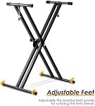 Save On Many Double X Keyboard Stand, Heavy Duty Classic Music Electronic Piano Stands Double Braced avec Straps de verrouillage, Noir (5 Position pliable Hauteur réglable)