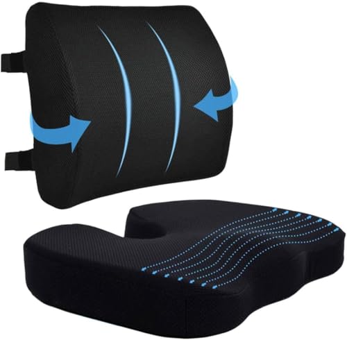 SeatCushion for Tailbone & BackSupport for Chair -Sitting Cushion Back, Sciatica Back Support and Seat Cushion for Office & Home Chair (Back Rest Pillow+Seat Pillow A+)