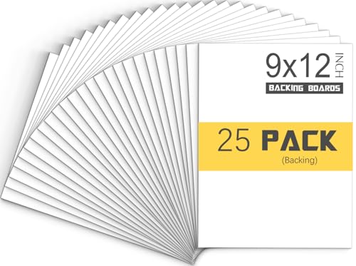 25 Pack 9x12 White Acid-Free Backing Boards, Uncut Mat Boards for Frames, Photos, Prints & Artwork