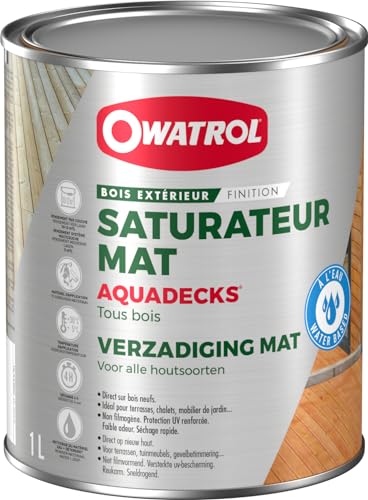 OWATROL – AQUADECKS – 5 L – Teak – Holzsättiger matt auf wässriger Basis, für den Schutz von tropischem Holz im Außenbereich Teak Ipe Bangkirai Akazie Massaranduba