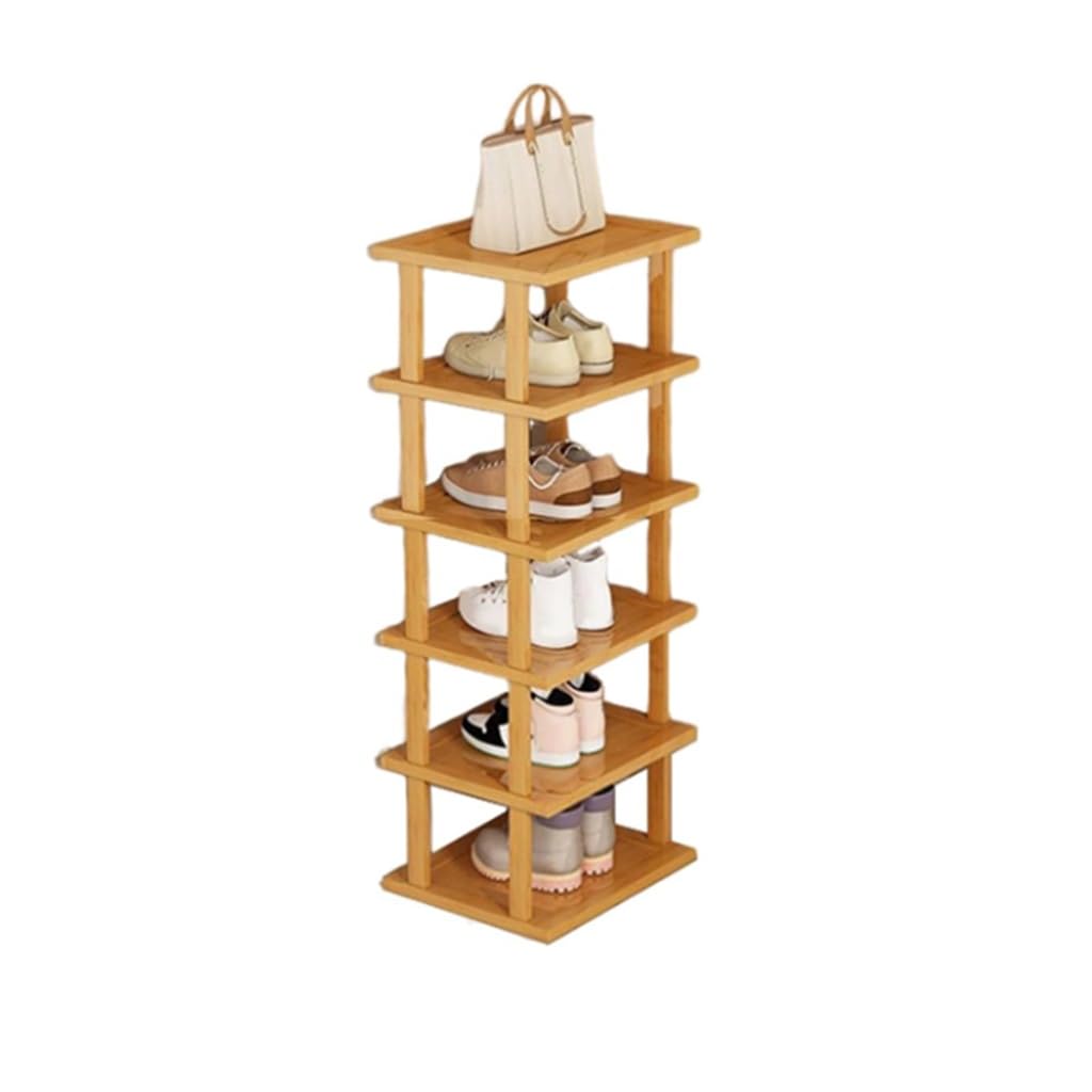 Rangement chaussures vertical autonome 6 niveaux en bambou pour entrée