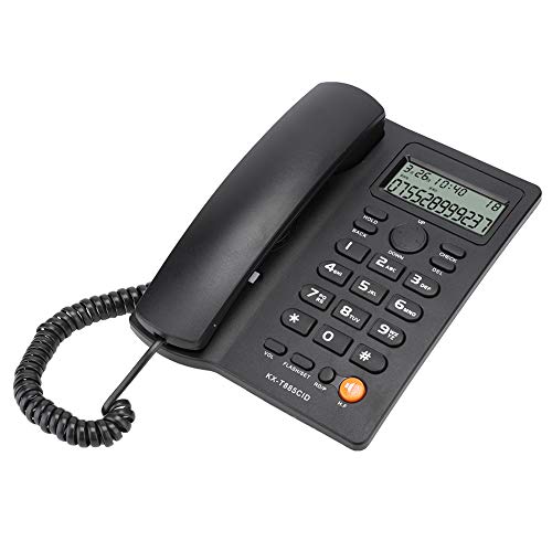 Teléfono con cable negro con identificación de llamadas miniatura 7