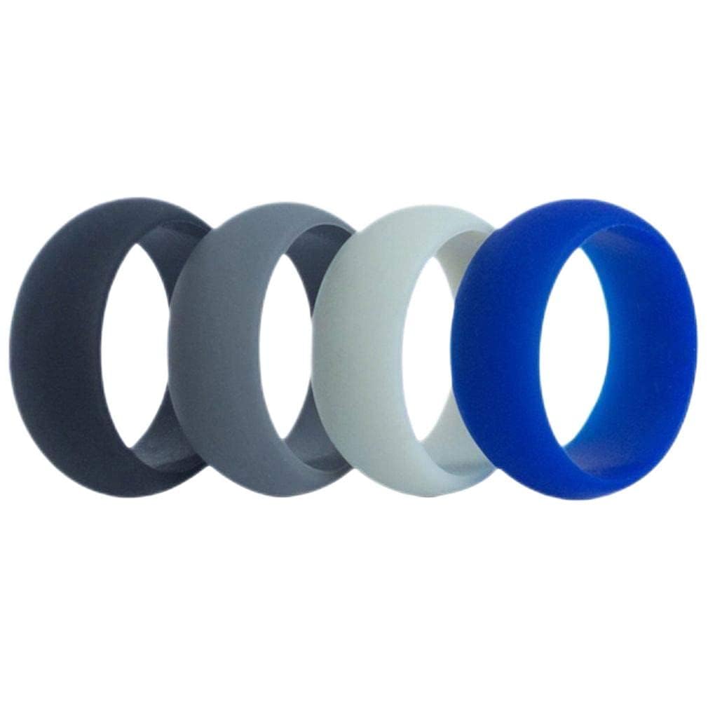 Xiang Ru Wedding Silicone Rubber Bands Rings Stackable Ring for Men Women 4 PCS (Light Grey+Dark Grey+Black+Sliver) 9