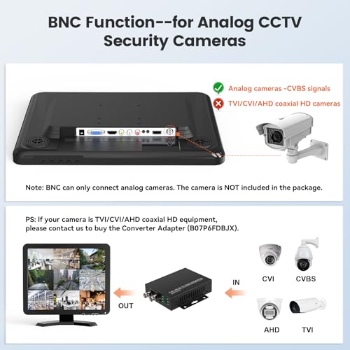Eyoyo 17 inch CCTV Monitor, 1280 x 1024 Security Camera Monitor 4:3 LCD Screen with HDMI/VGA/BNC/AV/USB Ports, 100% sRGB Built-in Dual Speakers Metal Stand VGA Monitor for Camera PC DVR