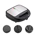 URBNLIVING 3 in 1 Sandwich Maker 850W Waffle Maker & Panini Grill with Interchangeable Non-Stick Plates Silver Black