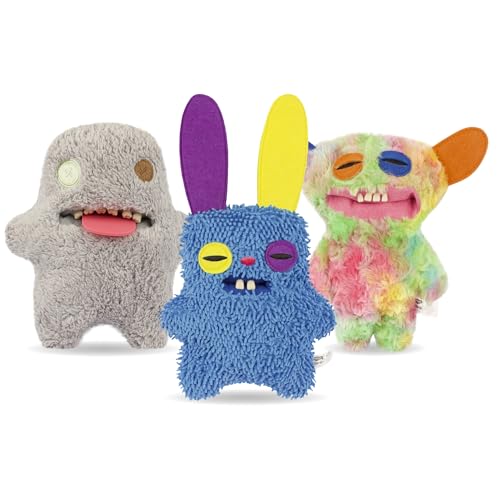 Sinco Pets: Fuggler Funny Ugly Monster Assortment 1-3 Pack - Dog Toy Soft Plushes, Pet Friendly Stitching, Squeaker, Crinkle Ears, Rubber Teeth Mate