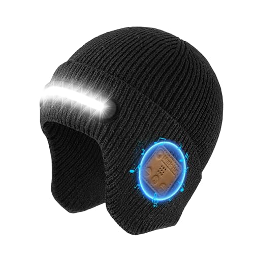 Wireless Bluetooth Beanie Hat Led Beanie Cap Built-in Headphones Hands-Free Calling Music hat for Running Skiing Winter Sports for Men & Women