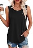 elescat Womens Tank Tops Summer Sleeveless Loose Fit Casual Tunic Top(Black, XL)