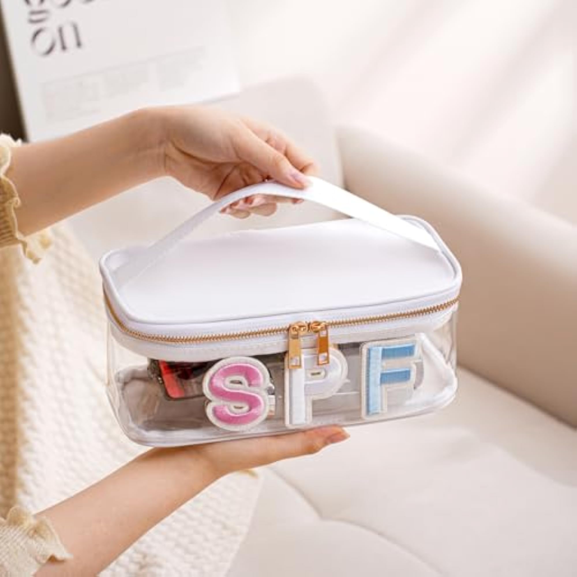 Clear Waterproof Summer Makeup Bag, Aesthetic Cosmetic Organizer