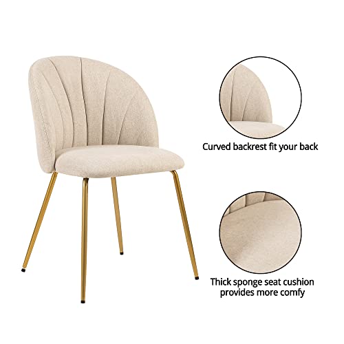 Gia Home Furniture Series Mid-Century Modern Dining Chair With Tufted Beige Velvet Upholstery, Set Of 2, Gold #TOP3