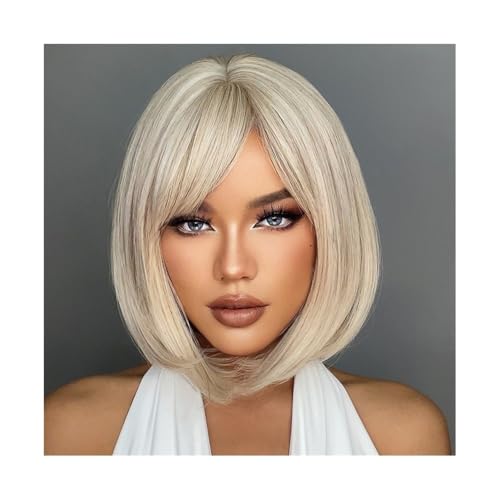Perruque synthétique courte et lisse pour masquer la perte de cheveux