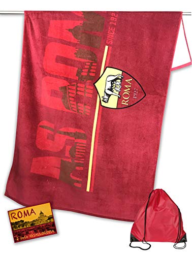 tex family Telo Mare Sport Roma Misura Grande CM. 90 X 170 Originale A.S. Roma con Zaino TEXFAMILY e Cartolina Roma È Solo