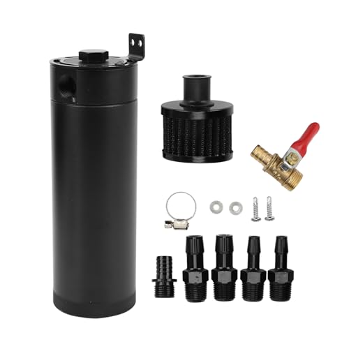 Recipiente Colector de Aceite Kit, Oil Catch Can Universal De 2 Puertos Que Mantiene El Motor Limpio Lata De Captura De Aceite Con Filtro De Respiradero Automático, Separador De Aceite Para La May