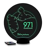 Lampe 3D Île de la Guadeloupe 971 avec Personnalisation - Veilleuse...