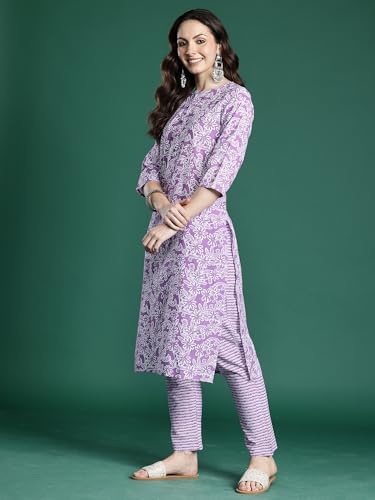 Image of INDO ERA Women Pure Cotton Kurta Set with Dupatta | Festive Suit Set, 11047
